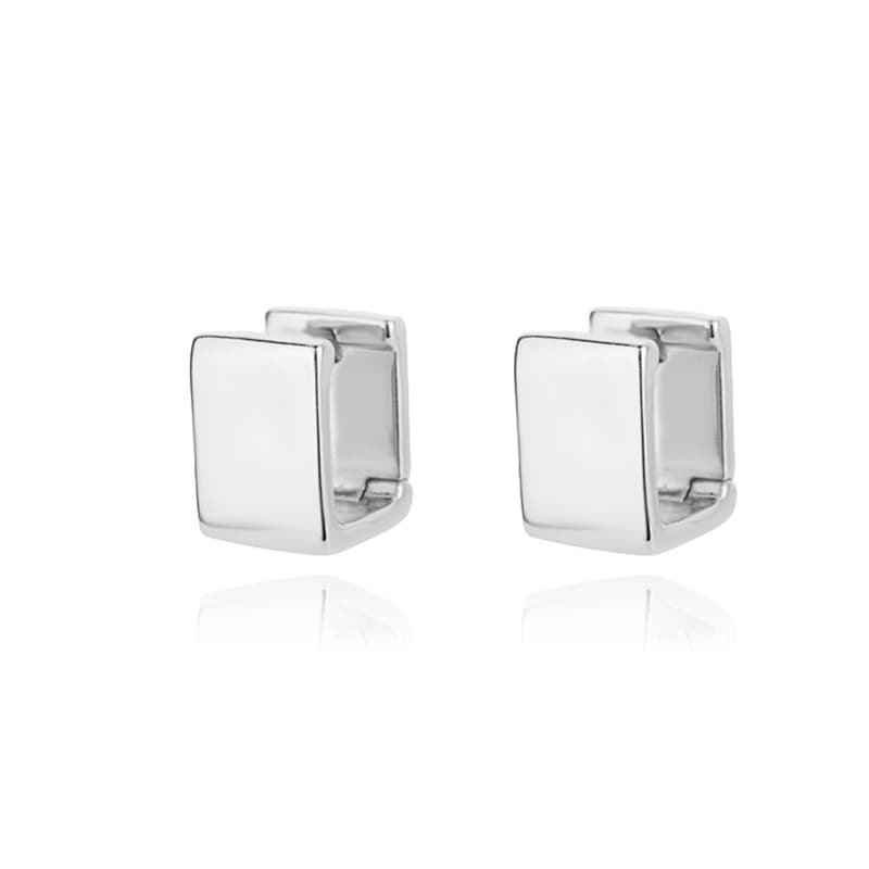 Cross-border fashion commuting 18K gold personalized versatile earrings European and American gold geometric three-dimensional square earrings 7