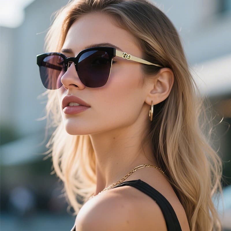 Frameless sunglasses for women, square large frame, small face, European and American fashion glasses, cross-border 2025 new sunglasses for men 2