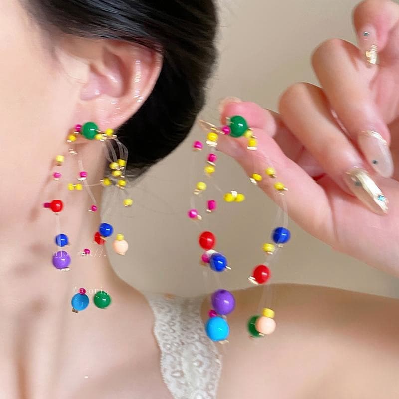 Dopamine flower shell earrings for women spring unique beautiful sweet contrasting earrings colorful exaggerated travel earrings 3