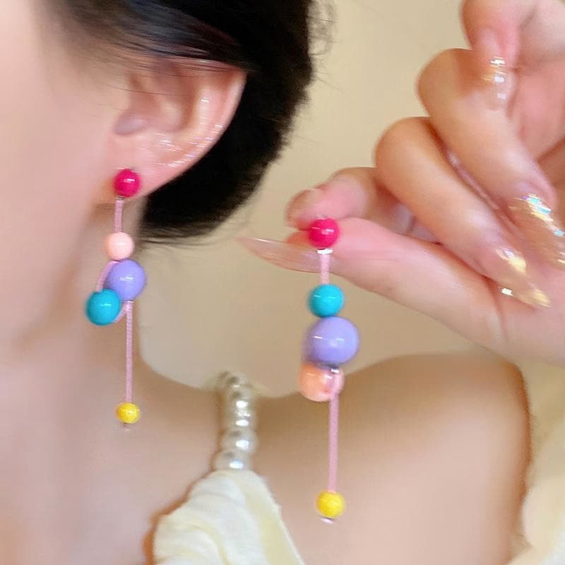 Dopamine flower shell earrings for women spring unique beautiful sweet contrasting earrings colorful exaggerated travel earrings 4
