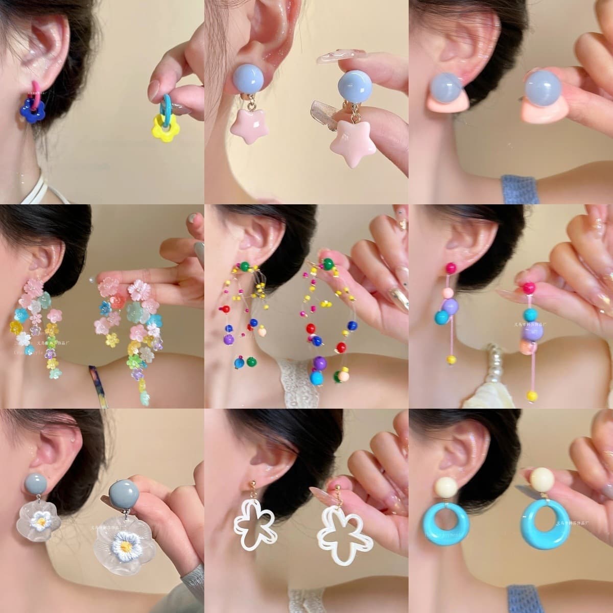Dopamine flower shell earrings for women spring unique beautiful sweet contrasting earrings colorful exaggerated travel earrings 1