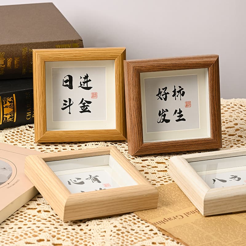 Wooden photo frame table modern simple square small photo frame manufacturer wholesale handmade new house calligraphy desktop ornaments 3