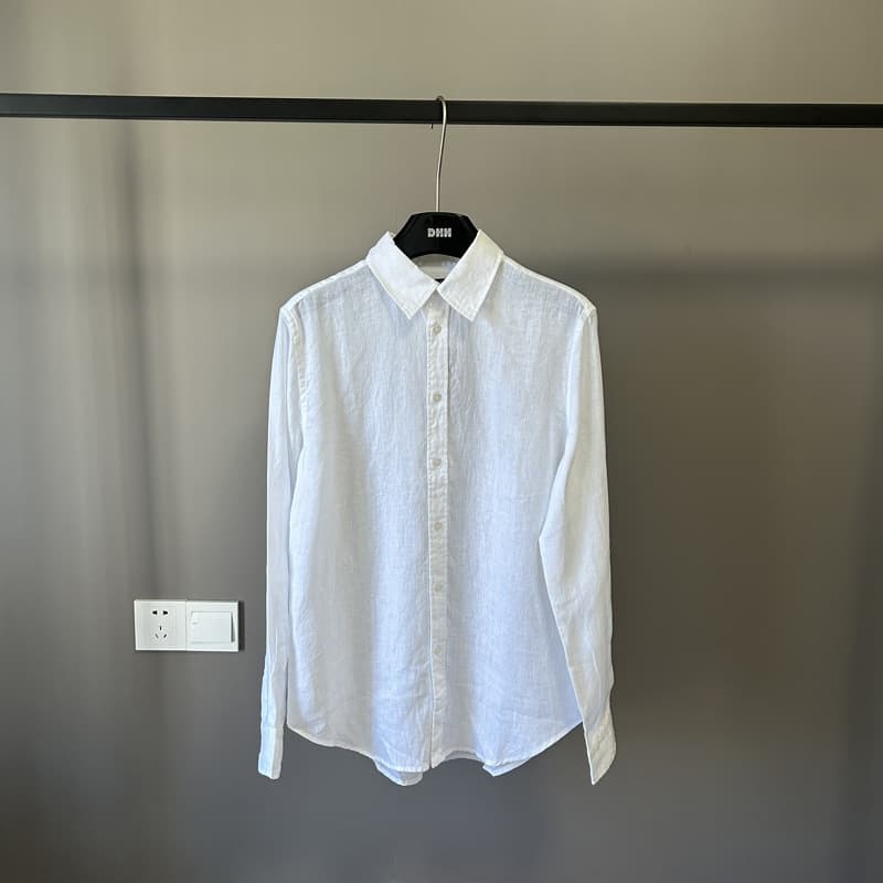 Cross-border classic RL linen shirt with pony logo embroidery old money fashion brand cotton and linen shirt for women 10