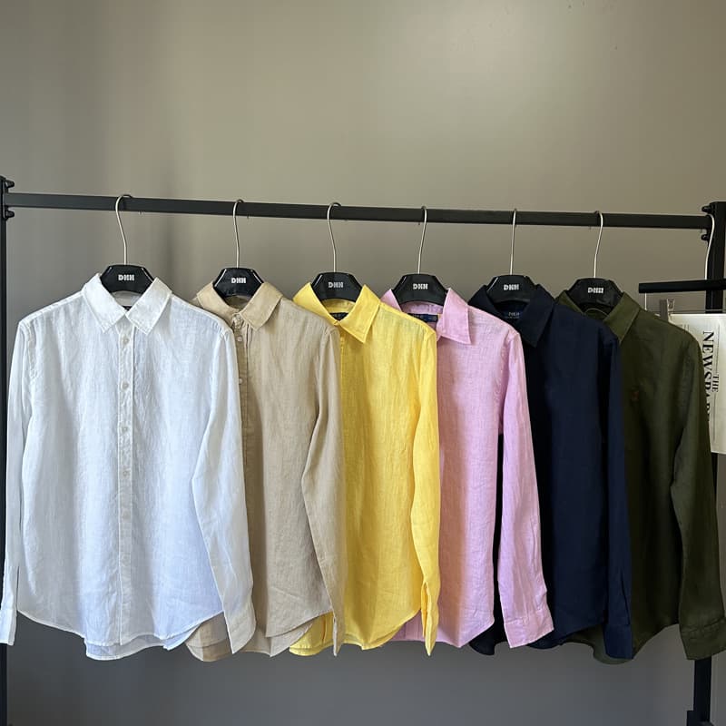 Cross-border classic RL linen shirt with pony logo embroidery old money fashion brand cotton and linen shirt for women 1