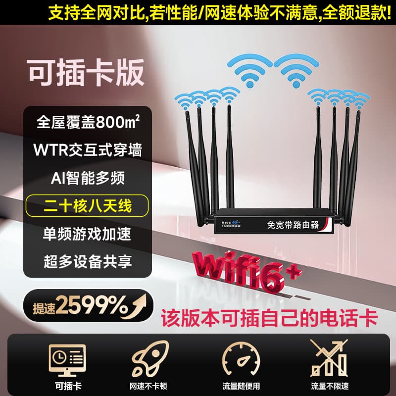 Portable wifi router, broadband-free 5G high-speed Internet access, office home Gigabit dual-band wireless network router 10