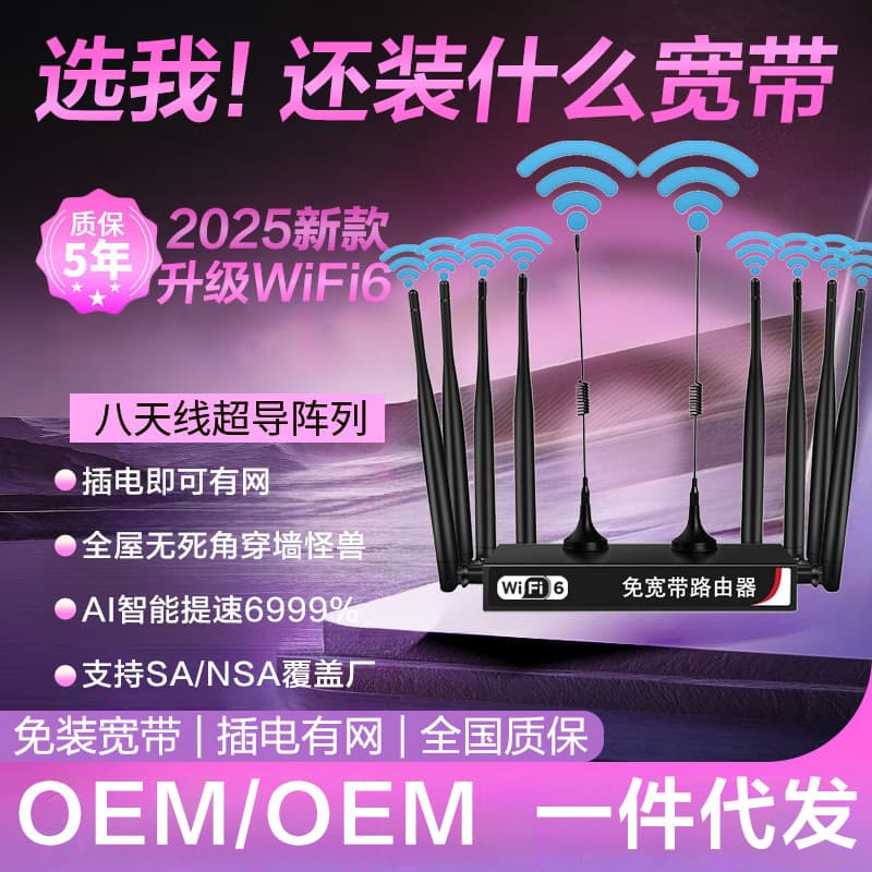Portable wifi router, broadband-free 5G high-speed Internet access, office home Gigabit dual-band wireless network router 1