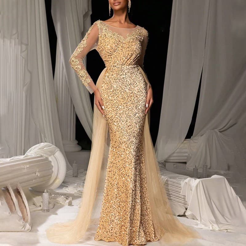 2026 cross-border European and American ladies prom dress, temperament, fashionable and elegant long lace party evening dress 7