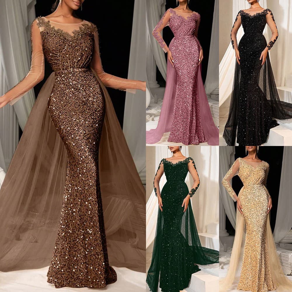 2026 cross-border European and American ladies prom dress, temperament, fashionable and elegant long lace party evening dress 1