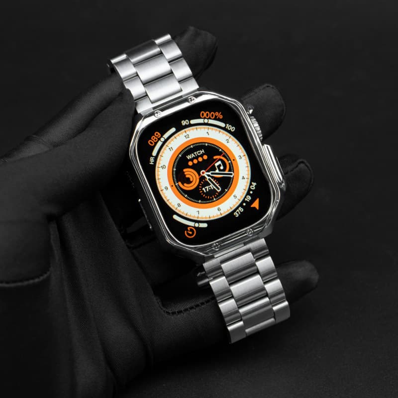 Suitable for Apple Watch Ultra 8 7 tpu case + stainless steel folding buckle three-bead strap 1