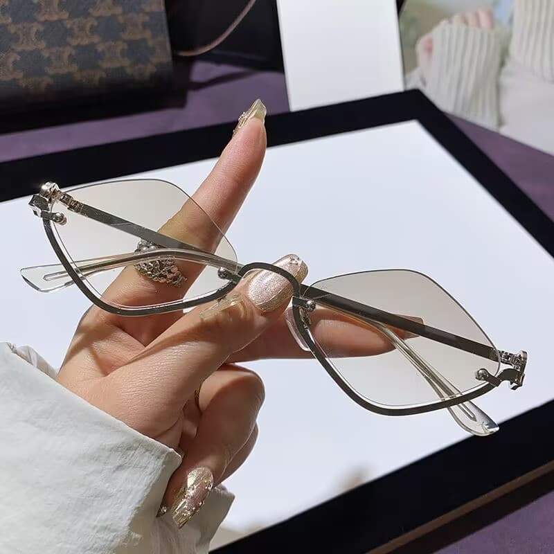 New half-frame rhombus sunglasses metal women's sunglasses European and American fashion cross-border small frame high-end sunglasses 5