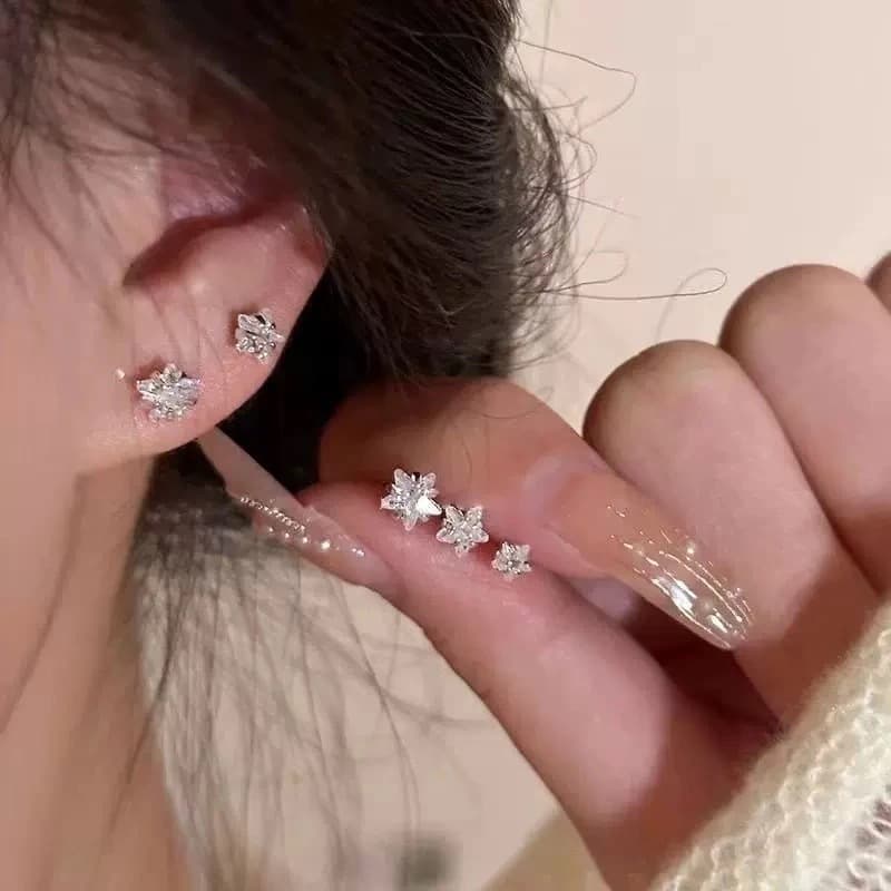 High-quality s925 silver needle zircon 6-piece set of small earrings for women Korean style simple temperament three pairs of earrings wholesale 7
