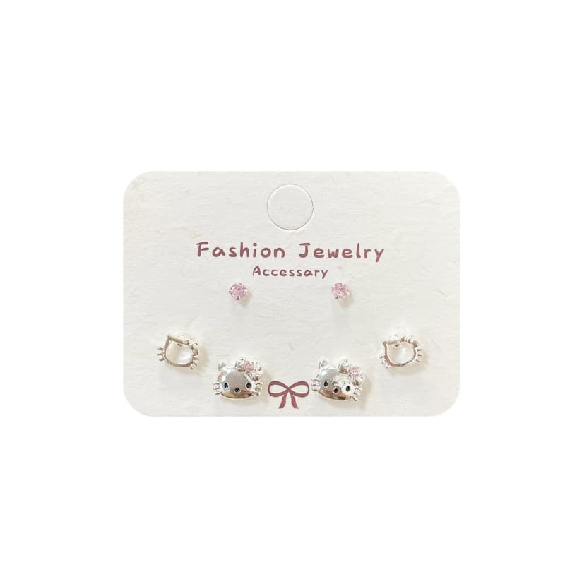 Cartoon Cute Silver Small Earrings for Women Silver Needle Temperament Puppy Cat Small Simple Daily Versatile Student Earrings 6