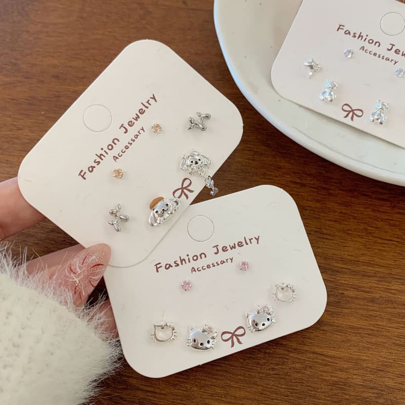 Cartoon Cute Silver Small Earrings for Women Silver Needle Temperament Puppy Cat Small Simple Daily Versatile Student Earrings 1