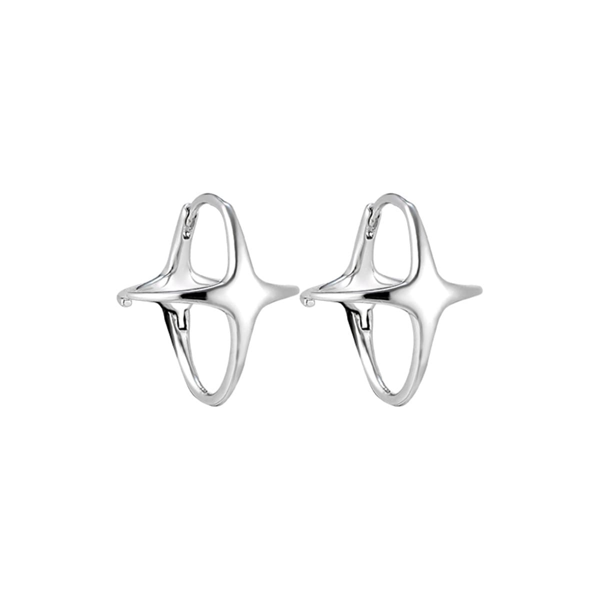 925 silver needle four-pointed star earrings for women Korean style simple niche design cold style exquisite earrings high-end earrings 6