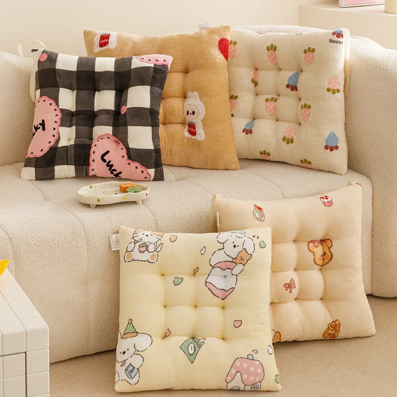 Four Seasons Plush Cotton and Linen Cushion Office College Student Classroom Chair Cushion Sedentary Butt Cushion Home Bench Cushion 3
