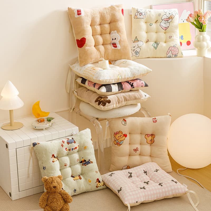 Four Seasons Plush Cotton and Linen Cushion Office College Student Classroom Chair Cushion Sedentary Butt Cushion Home Bench Cushion 5