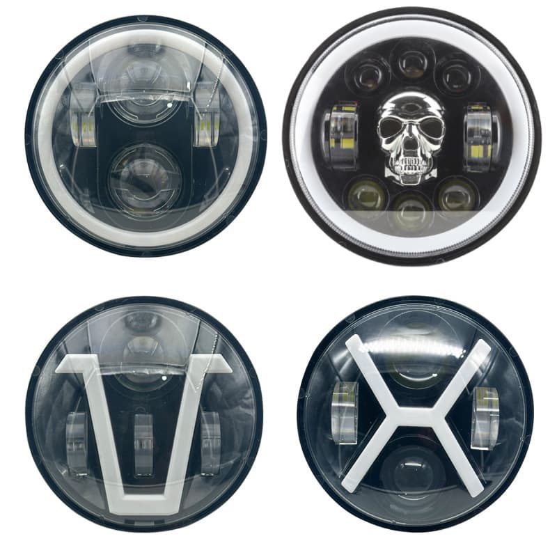 5.75-inch skull Wrangler headlight super bright waterproof off-road vehicle motorcycle headlight car LED modification 1