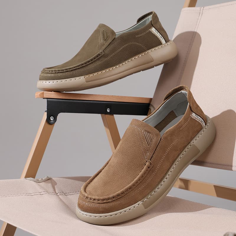 Men's Shoes 2026 New Genuine Leather Top Layer Cowhide Breathable Casual Shoes Slip-On Peas Shoes Men's Shoes Loafers 2