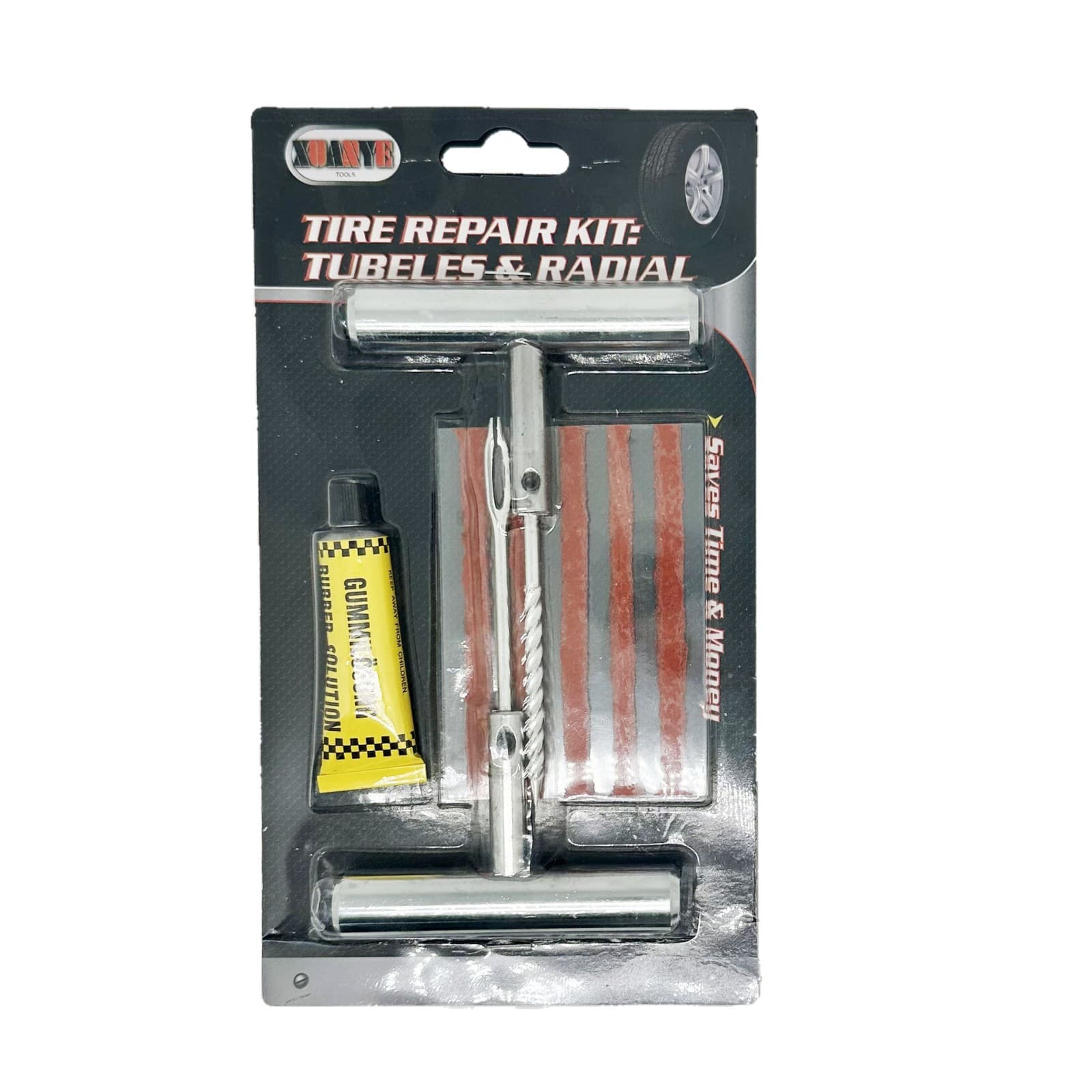 Car tire repair tool emergency tire repair set stainless steel eight-piece set tire repair strip metal drill bit 6
