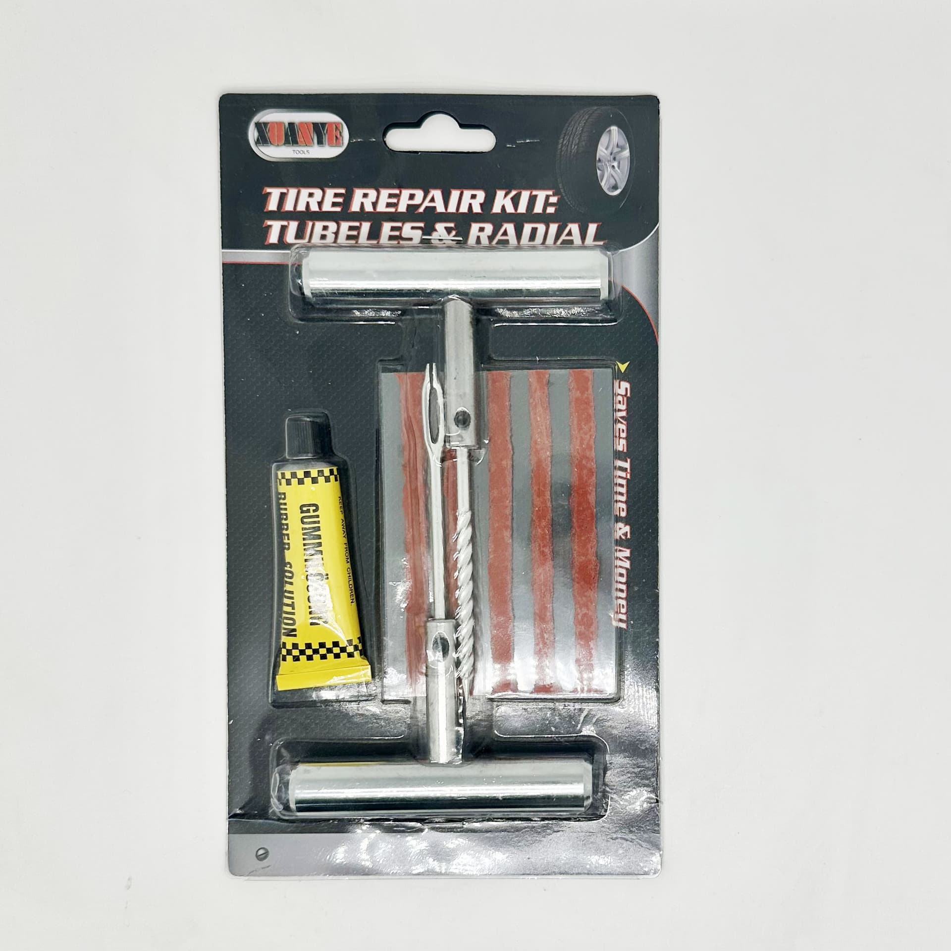 Car tire repair tool emergency tire repair set stainless steel eight-piece set tire repair strip metal drill bit 7
