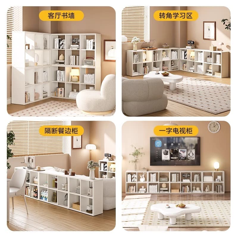 Steel home lattice cabinet TV bookcase free combination cabinet wrought iron cabinet children's bookshelf steel bookcase floor cabinet 5