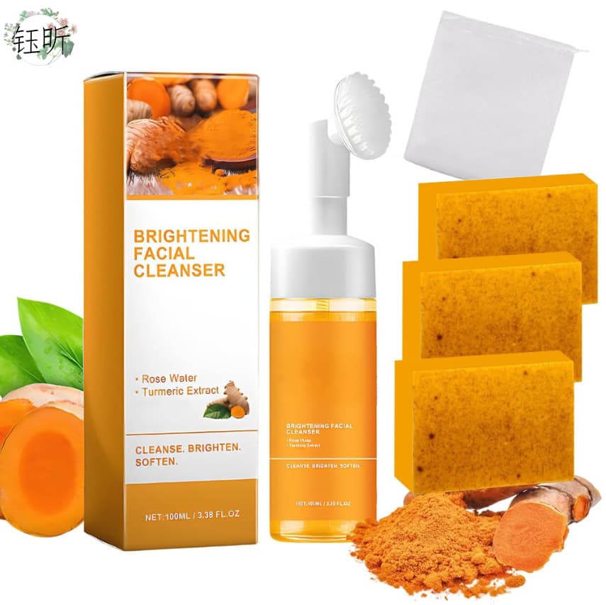 Cross-border foreign trade turmeric turmeric soap mousse cleanser deep cleansing exfoliation lightening acne mark soap 2