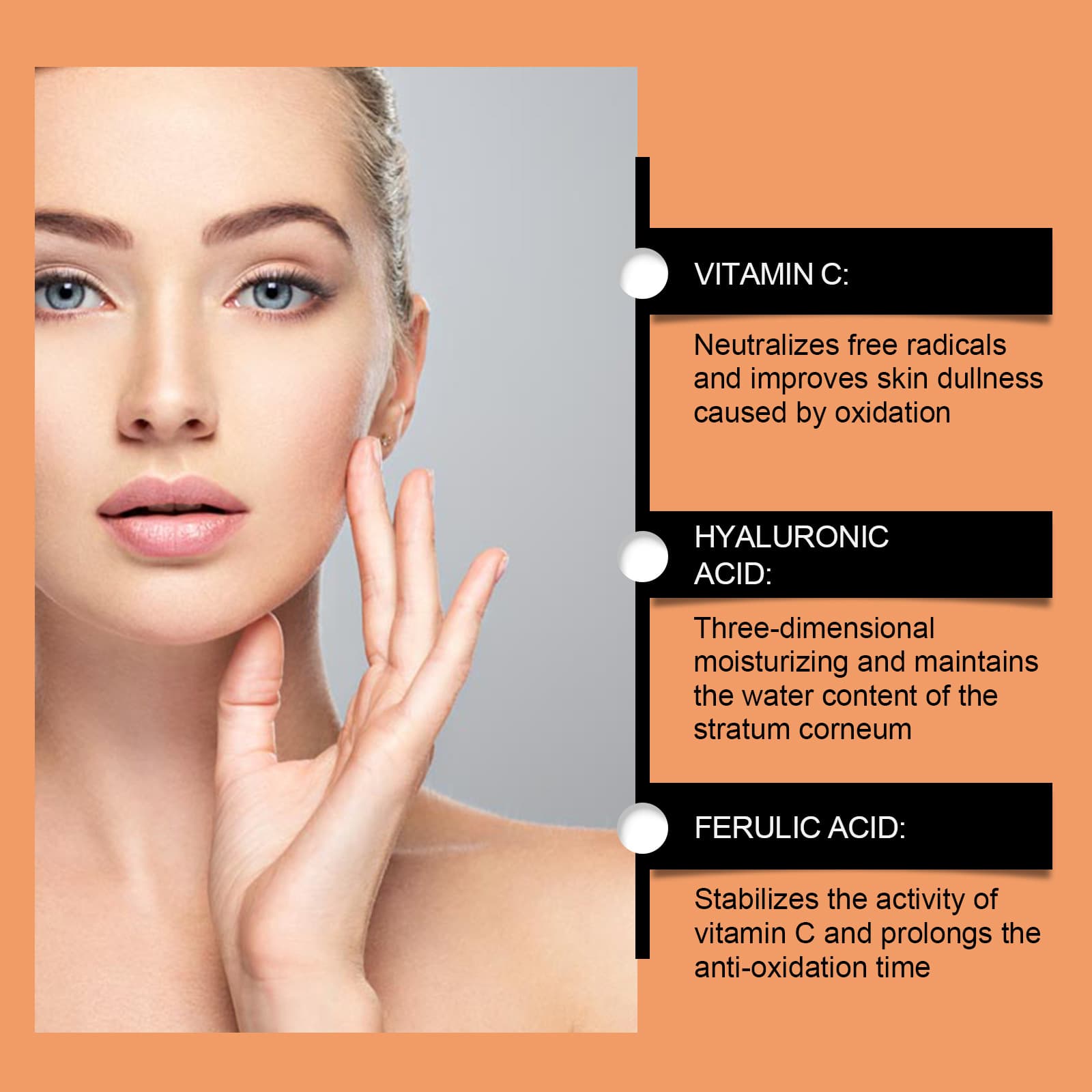 HANCHOBIT Vitamin C Hyaluronic Acid Essence Smooth, Moisturizing and Glowing Facial Skin Hydrating Essence 5
