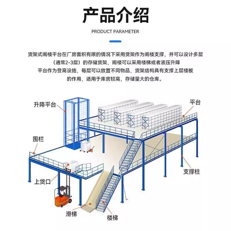 Mezzanine shelf platform manufacturer heavy-duty cold-rolled steel disassembly high warehouse steel frame industrial warehouse storage shelves 5