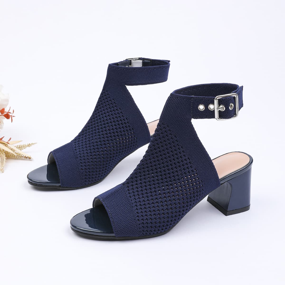 Summer new fashion sandals for women Japanese style knitted thick heel fish mouth boots buckle high heel sandals slimming 9
