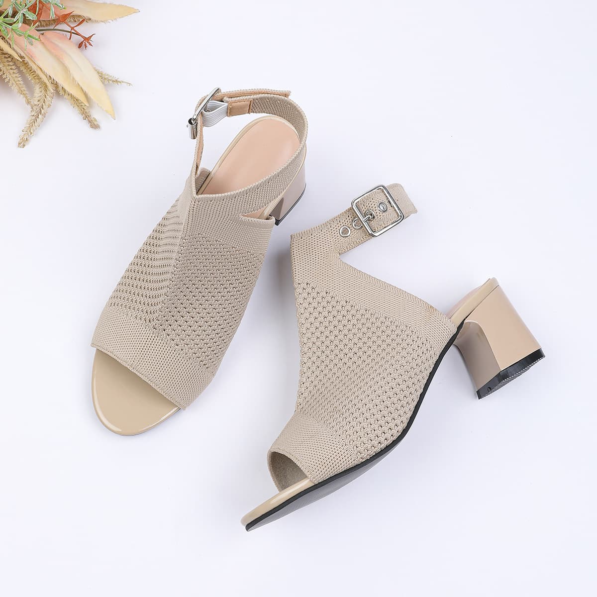 Summer new fashion sandals for women Japanese style knitted thick heel fish mouth boots buckle high heel sandals slimming 10