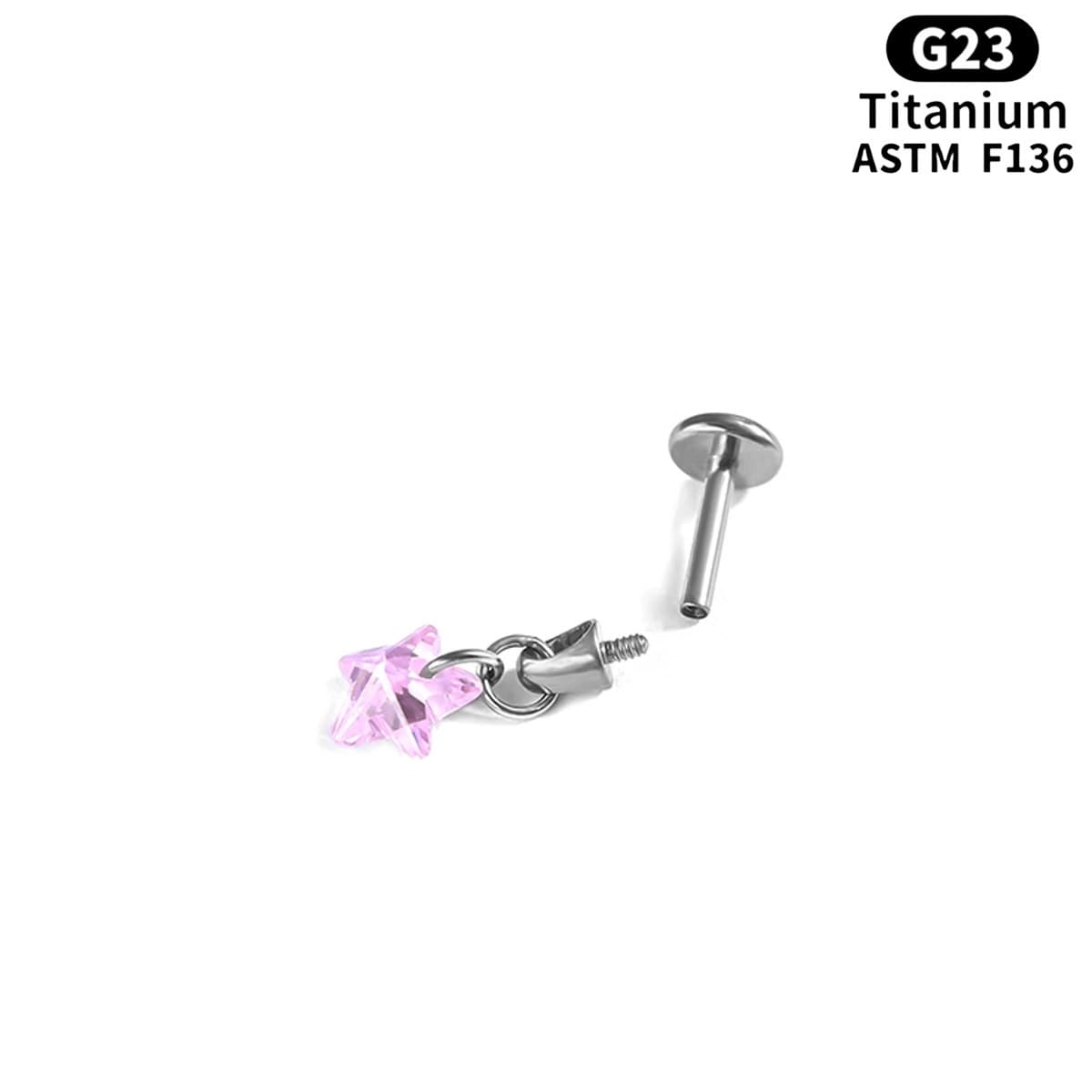 G23 titanium alloy bullet piercing pendant five-pointed star lip stud earrings ear bone 136 high-end piercing jewelry wholesale 3