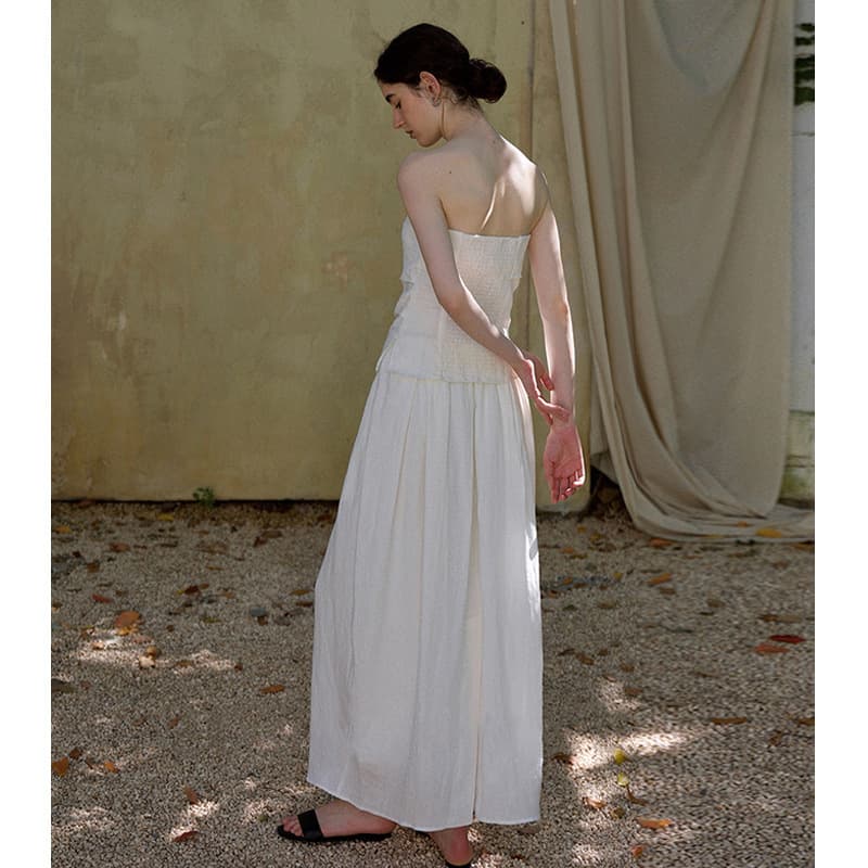 French romantic pleated design tube top for women early spring new 2025 temperament bud skirt skirt suit 5