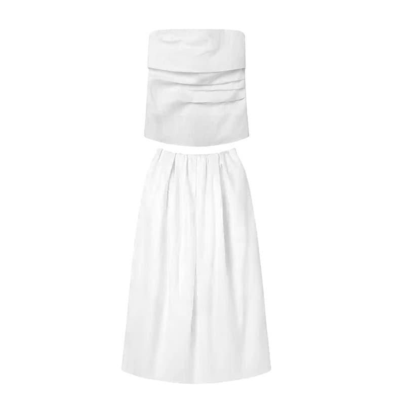 French romantic pleated design tube top for women early spring new 2025 temperament bud skirt skirt suit 6