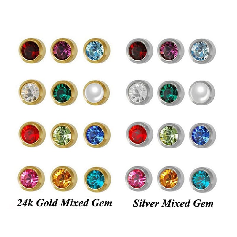 Stainless steel ear piercing gun nail monthly birthstone earrings simple diamond earrings birthday lucky stone ear bone nail 3