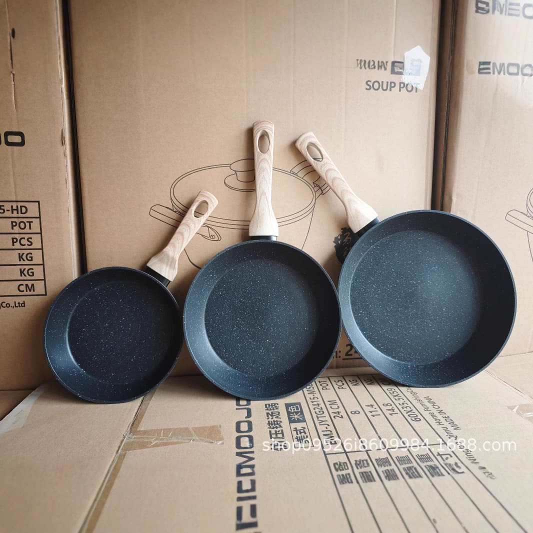 Cross-border 3-piece set of disassembled medical stone household kitchenware frying pan medical stone non-stick set pot induction cooker universal 1
