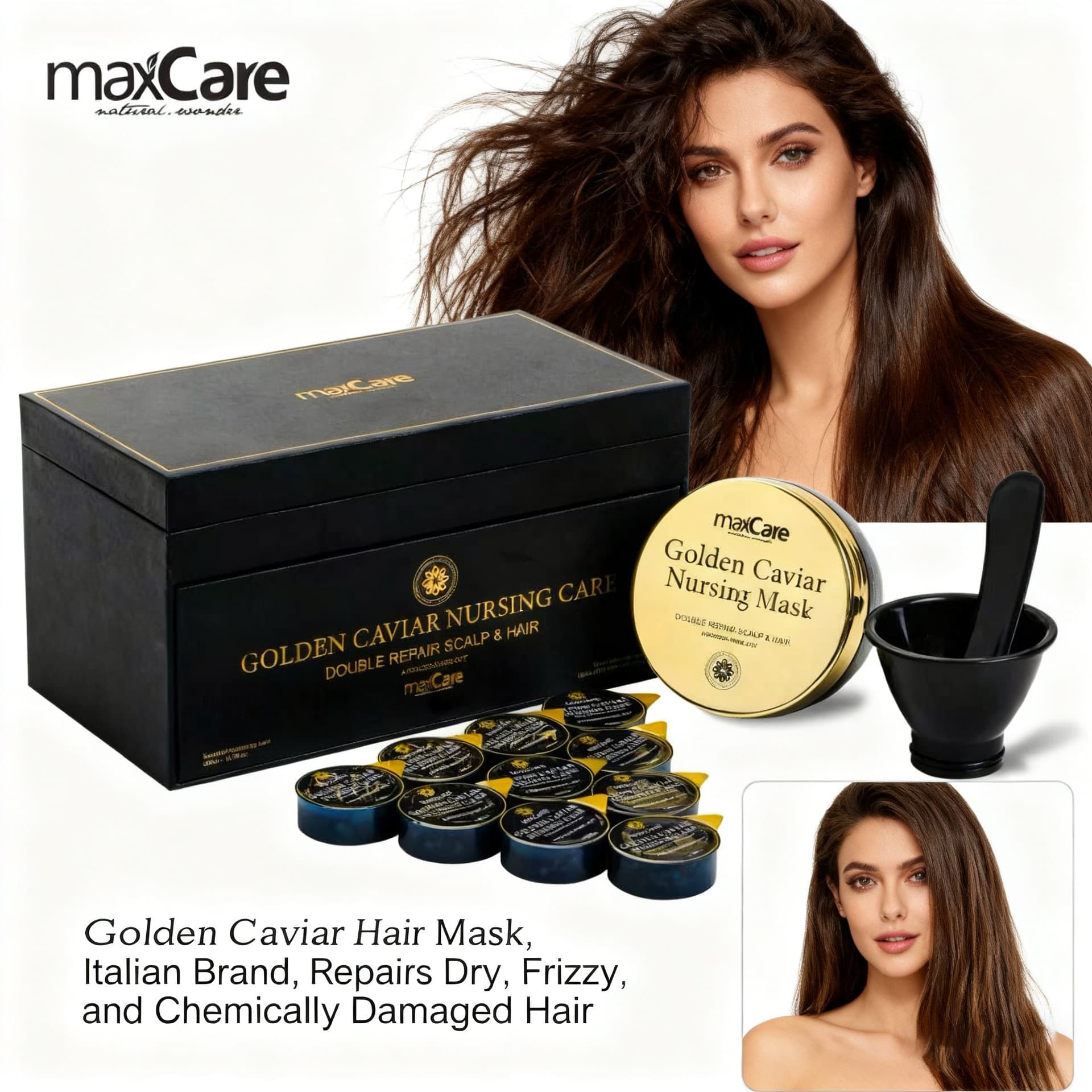 Cross-border maxCare caviar nutritional hair mask protein nutritional peptide keratin to improve frizz hair salon exclusive 2