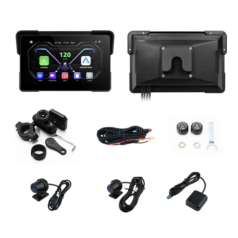 Cross-border new product 7-inch motorcycle carplay portable navigator with front and rear dual recording HD lenses 9