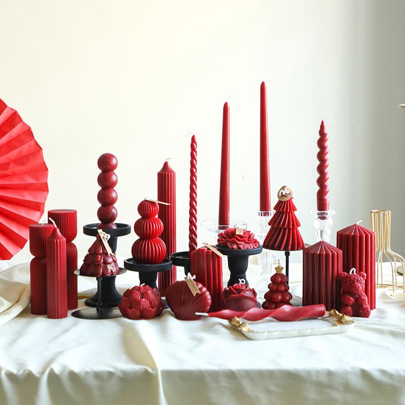 Burgundy French retro soy wax scented candle romantic wedding candle wedding home candlestick ornaments dropshipping 1