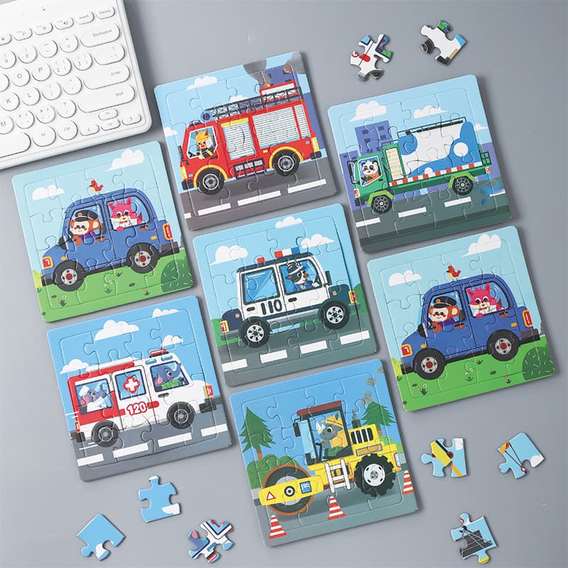 Paper 3-7 years old 16-piece rescue vehicle puzzle children's animal puzzle puzzle early education cartoon plane puzzle toy 4