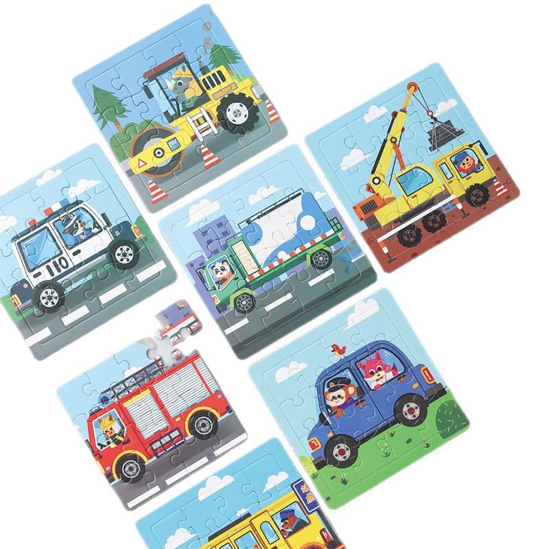 Paper 3-7 years old 16-piece rescue vehicle puzzle children's animal puzzle puzzle early education cartoon plane puzzle toy 6