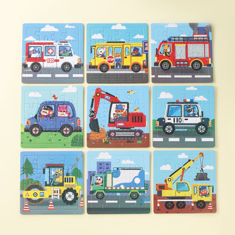Paper 3-7 years old 16-piece rescue vehicle puzzle children's animal puzzle puzzle early education cartoon plane puzzle toy 7