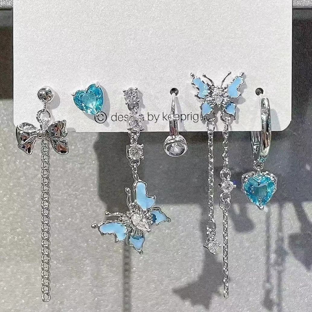 Sweet and Cool Girl Dark Star Love Stud Earring Set Niche Design Cold Style Exquisite Small Earrings 10