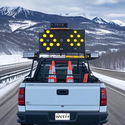 Pickup tool construction towpath vehicle-mounted electric folding traffic LED traffic energy induction information intelligence display 4
