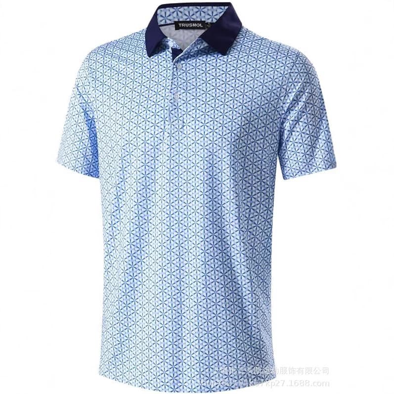 Men's Golf Shirt Dry Slim Printed Short Sleeve Moisture Wicking Golf Polo Shirt 6