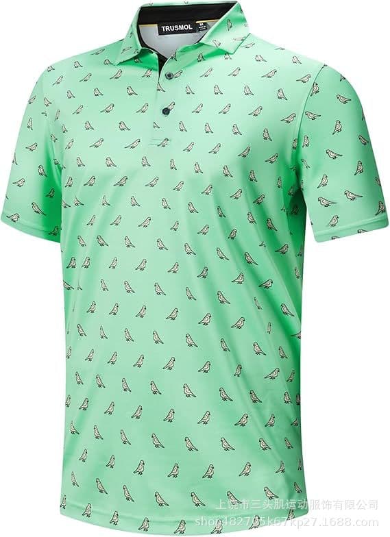 Men's Golf Shirt Dry Slim Printed Short Sleeve Moisture Wicking Golf Polo Shirt 8