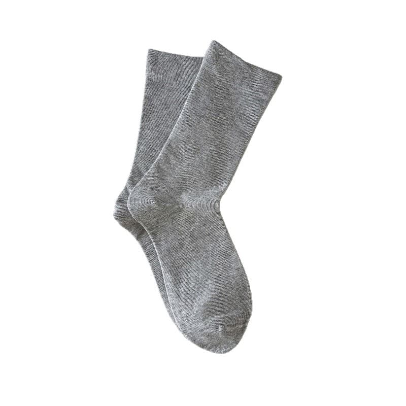 White boneless socks women's mid-calf socks ins trendy solid color loose mouth confinement socks with Birkenstock shoes long cotton socks 6