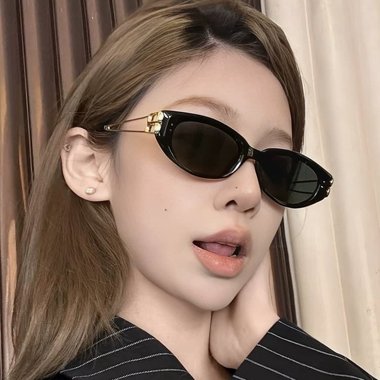 Jennie's same style 2025 new metal leg cat-eye sunglasses women's high-end fashion polarized sunglasses trend 3