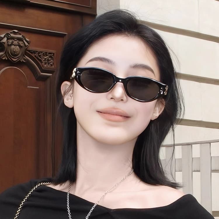 Jennie's same style 2025 new metal leg cat-eye sunglasses women's high-end fashion polarized sunglasses trend 5
