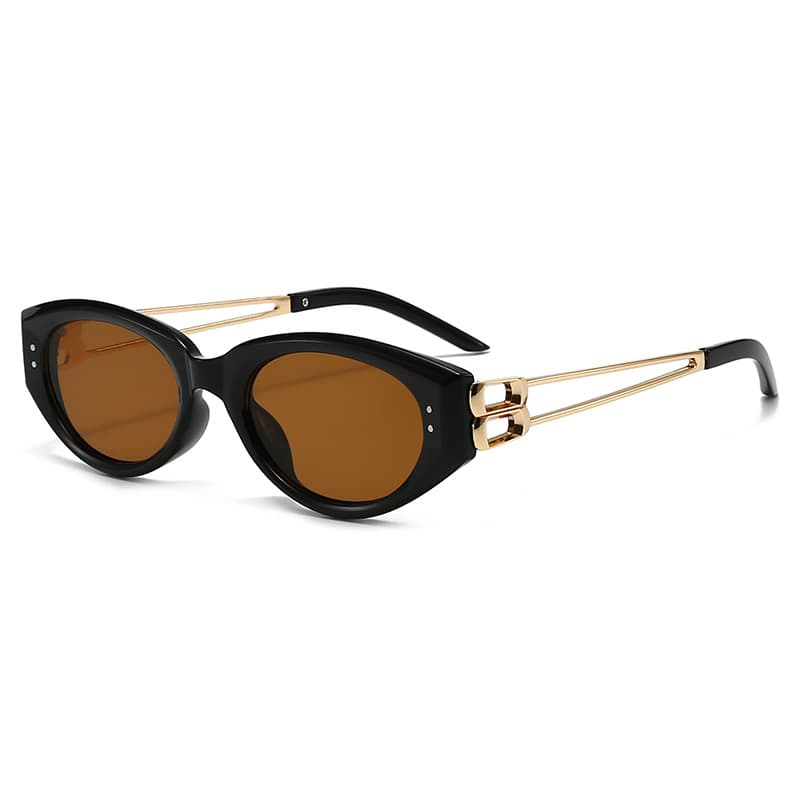 Jennie's same style 2025 new metal leg cat-eye sunglasses women's high-end fashion polarized sunglasses trend 8