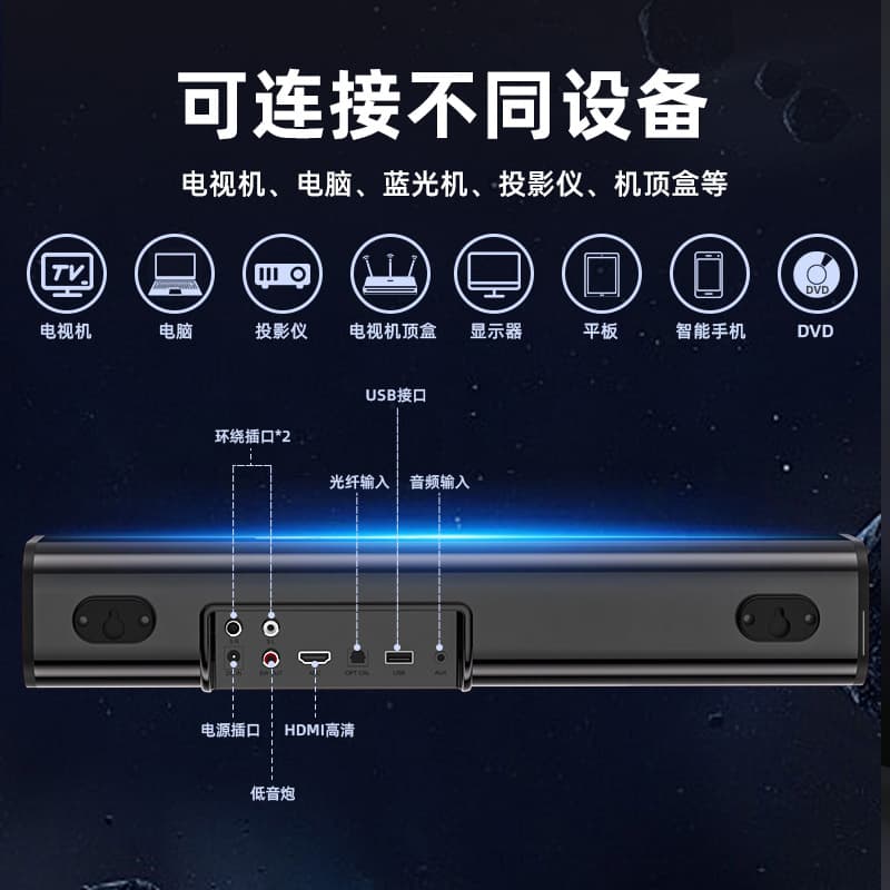 Cross-border Sound Blaster Bluetooth Speaker Home Theater Surround Panoramic Sound TV Audio Echo Wall 5.1 Sound Bar Speaker 5